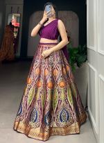 Banarasi Silk Purple Party Wear Weaving  Lehenga Choli